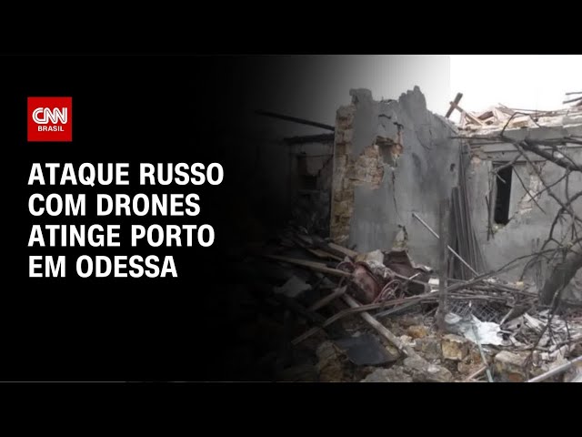 Rússia lança ataque em massa de drones em porta na Ucrânia, diz governador | LIVE CNN