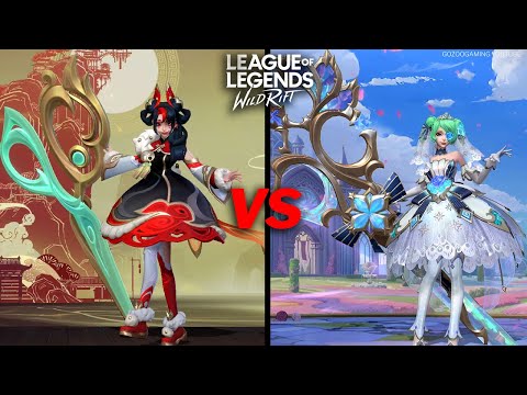 Gwen Prestige Crystal Rose VS Mythmaker Skin Comparison Wild Rift