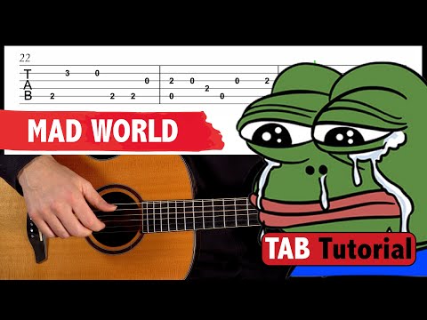 Easy Fingerstyle Guitar TAB - Mad World (Sad Guitar)