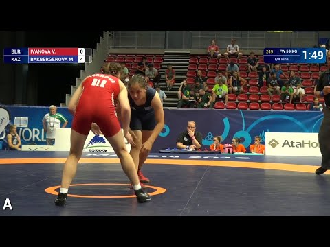 1/4 FW - 59 kg: M. BAKBERGENOVA (KAZ) df. V. IVANOVA (BLR), 12-5
