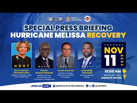 JISTV Special Press Briefing Hurricane Melissa Recovery Live from OPM November 11, 2025