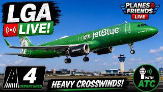 🔴 NEW YORK LGA/KLGA STRONG CROSSWIND TAKEOFFS | CRAZY TUESDAY RUSH
