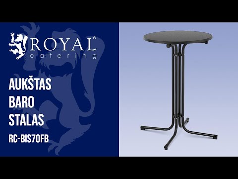vaizdo įrašas - Aukštas baro stalas - Ø 70 cm - sulankstomas - juodas