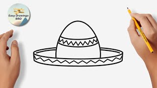 Drawing sombrero tutorial | How to draw a Mexican hat | Easy Drawings BRO