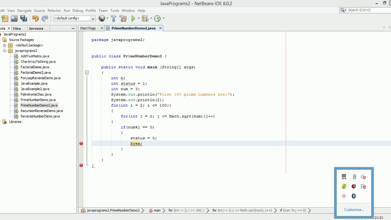 Java Program to Display First 100 Prime Numbers