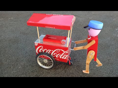 Make a Ice Cream Cart and Robot Peddler made from Coca-Cola Cans