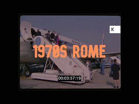 1970s, Rome, Pan Am Boeing 707, Passengers Disembarking, 35mm