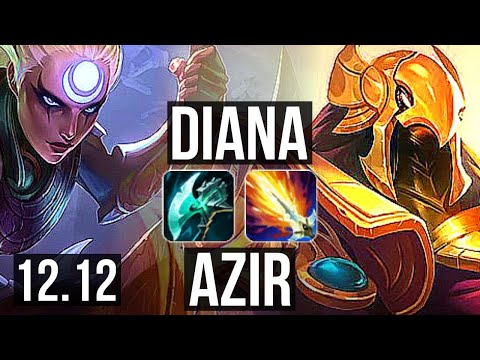 DIANA vs AZIR (MID) | 2.8M mastery, 5/1/8, 600+ games, Rank 10 Diana | NA Challenger | 12.12