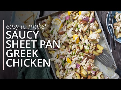 Lemony Sheet Pan Greek Chicken & Potatoes 🍋