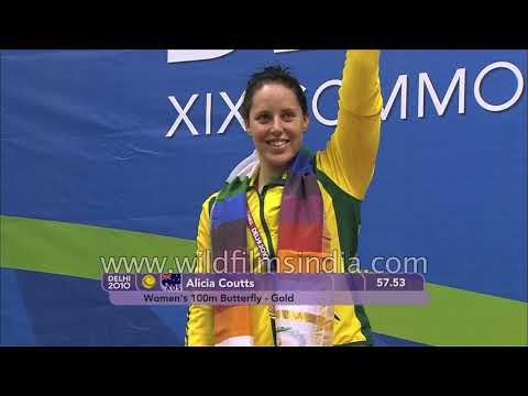 Alicia Coutts wins gold medal in women's 100m Butterfly swimming