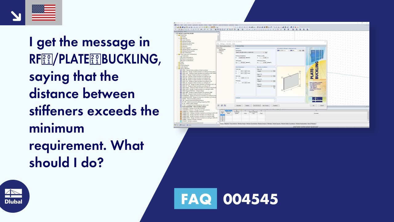 [EN] FAQ 004545 | I get a message in RF‑/PLATE‑BUCKLING saying that the distance between stiffeners ...
