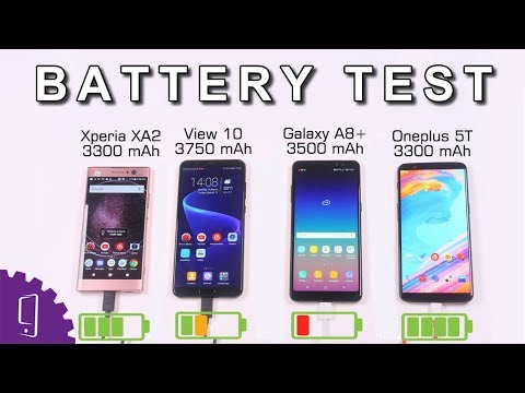 Xperia XA2 vs Honor View 10 vs Galaxy A8+ 2018 vs Oneplus 5T Battery Test | Battery Drain Out