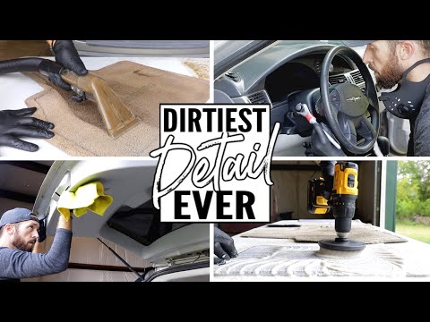 Complete Disaster Full Interior Car Detailing! DEEP CLEANING A NASTY Car Interior! Video