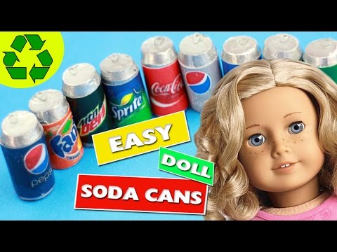 How to Make Doll Soda Coca cola Pop Cans for American Girls - simplekidscrafts Video