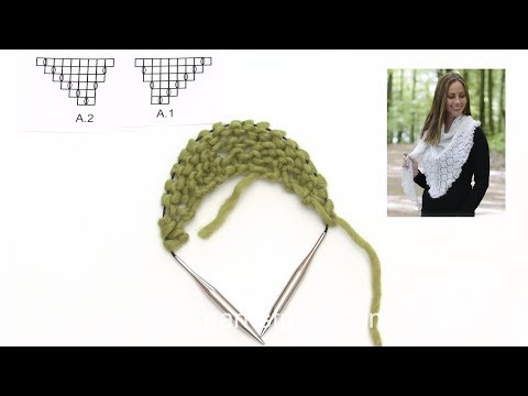 How to start knitting the shawl after A.1 and A.2 in DROPS 179-32