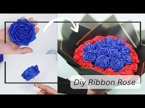 How To Make Ribbon Rose Flower Bouquet | Bouquet making ideas| Satin Ribbon flower bouquet 
