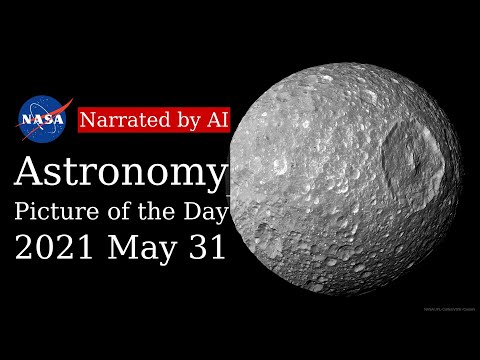 APOD: 2021-05-31 - Mimas: Small Moon with a Big Crater (Narrated by Emma)