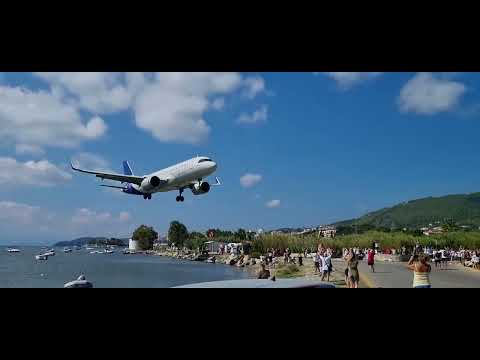 Skiathos Airport. SAS Airlines perfect landing September 2022