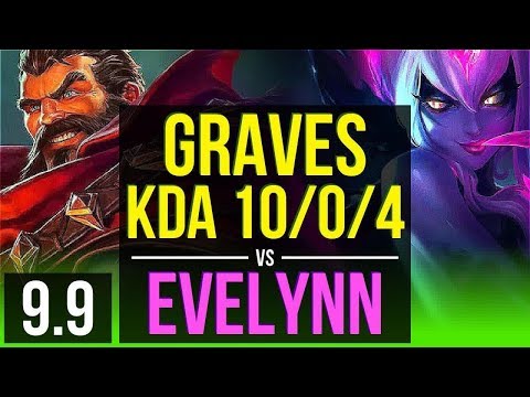 GRAVES vs EVELYNN (JUNGLE) | KDA 10/0/4, Legendary | Korea Diamond | v9.9