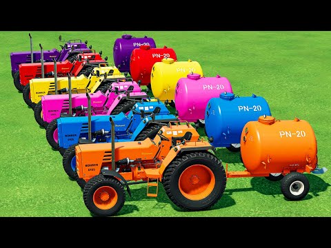 Small Tractor of Colors! Transport BUHRER Tractors and Water TANKER from Lake! Animal feeding! FS22