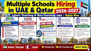 Multiple Schools Hiring in UAE 2026 🇦🇪 Latest Teaching Jobs in Dubai, Sharjah & 