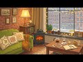 A Cozy Winter Morning in New York City with Snow Outside and vintage oldies playing another room