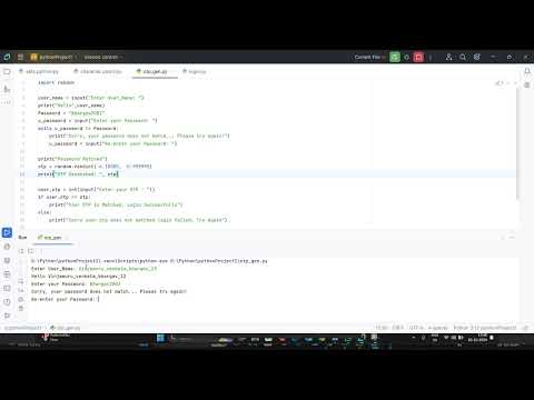 Otp Generator Project Using Python Pythonauthentication Passwordverification Otpsystem