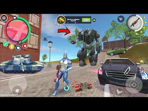 Rope Hero Vice Town - (Rope Hero Fight Army Tanks) BBQ Gun Destroy AI Police Car Robot - HD