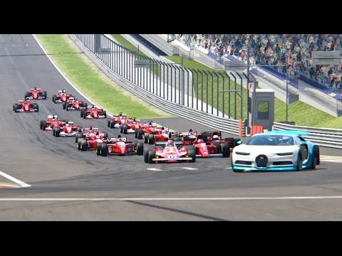 Battle Bugatti Chiron vs All Ferrari F1 Cars