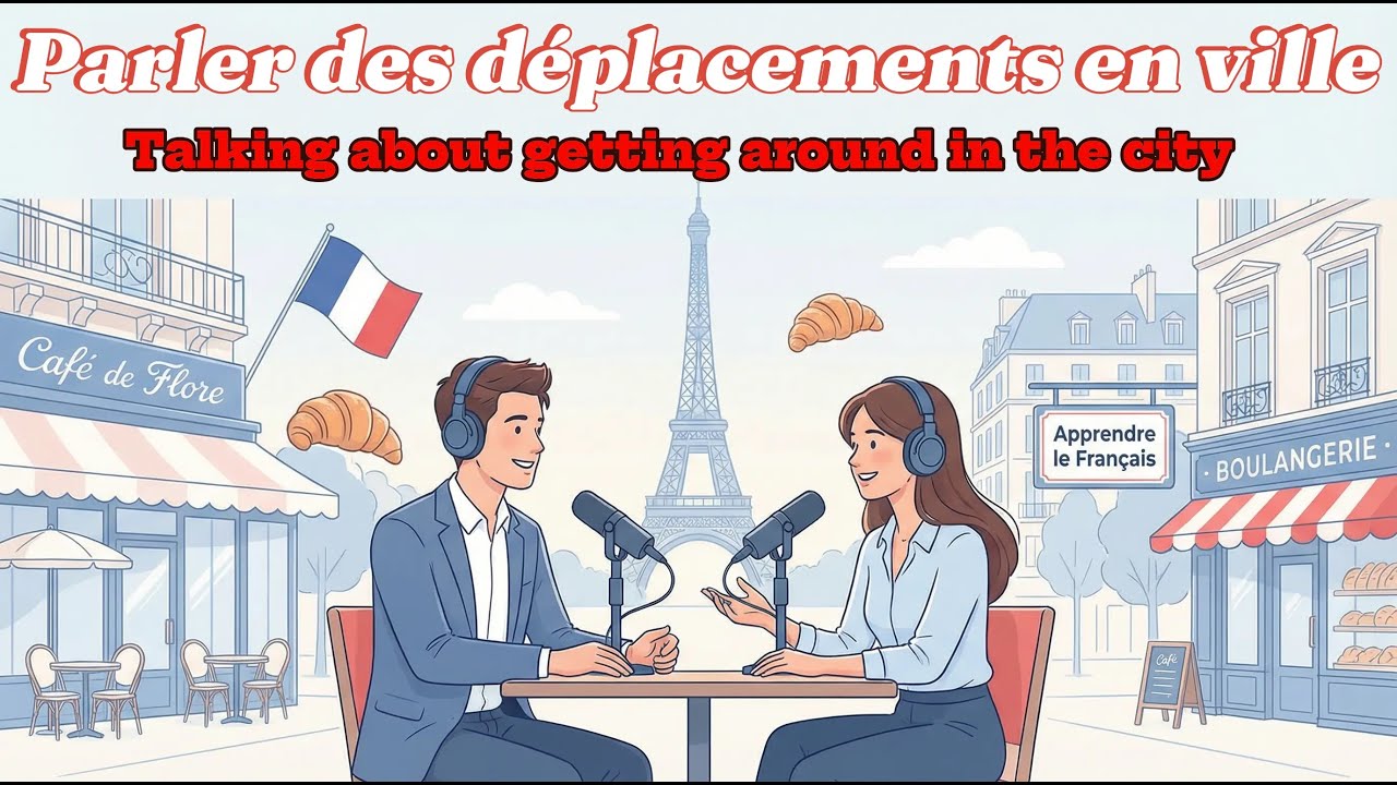 Learn French for Getting Around the City | A1-A2 French Conversation Podcast Slow & Easy | Shadowing - YouTube video featuring the word bus stop