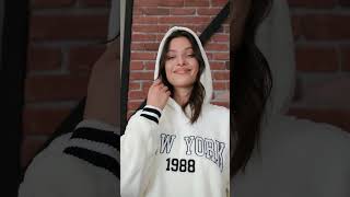 Siyah Newyork Yazılı Peluş Sweatshirt