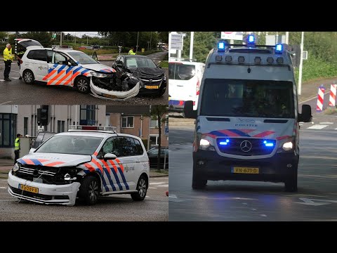 Politie auto Crasht onderweg naar een melding in Purmerend op de Waterlandlaan