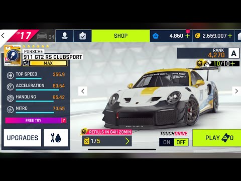 Asphalt 9, Porsche 911 GT2 RS Clubsport, Max Test