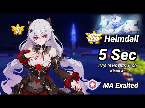 5 sec SSS Heimdall 47904 (39920) - Luna(S.0) HOTR(S.0~1) GD Kiana 4* - Honkai 7.0
