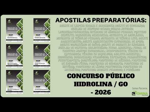Apostilas Concurso Prefeitura de Hidrolina / GO - 2026, Diversos Cargos