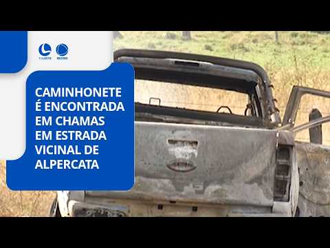 Mistério em Alpercata: Caminhonete é encontrada em chamas em estrada vicinal.