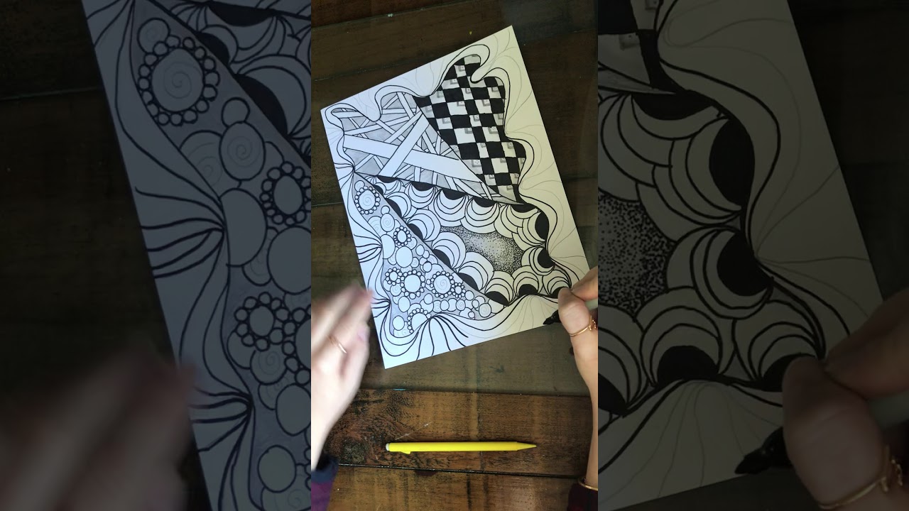 Intro to Zentangle Drawing #7 - Border and Completion