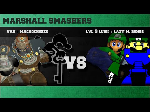 Lazy M Bones & Lvl 9 Luigi vs Van & MachoCheeze - Marshall Smashers SSBM 1/21/2016