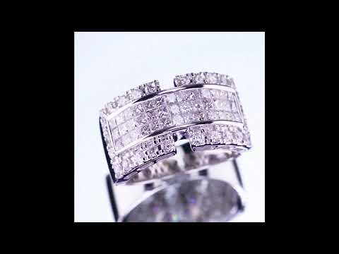 18K White Gold Diamond Band With Princess Cut Invisible Set Stones TDW = 1.83 ct