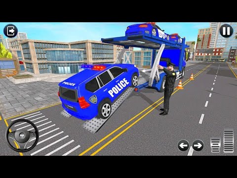 US Police Car and Bike Transporter Truck   Helicopter Multi Level Car - Android GamePlay