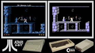 Atari 8-bit vs C64 : PRINCE OF PERSIA (Side by side comparison)