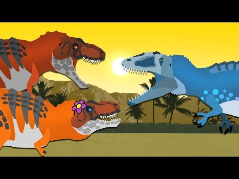 Dinosaurs Cartoons: Tyrannosaurus vs Tyrannosaurus | T-Rex vs Carcharodontosaurus | GreenSpino