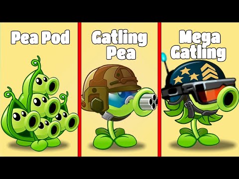 Mega Gatling Pea and Other Peashooter Plant Level 1 Vs Sunday Edition Zombie Level 5 - PvZ 2