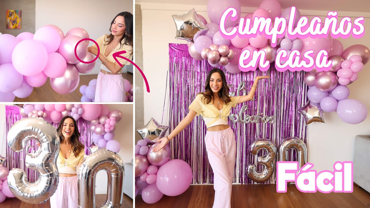 DECORACION CUMPLEAÑOS - como hacer un arco de globos para cumpleaños en casa fácil de hacer.
