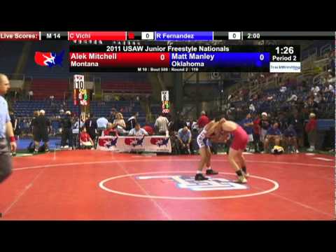 Junior Freestyle 119 - Matt Manley (OK) vs. Alek Mitchell (MT)