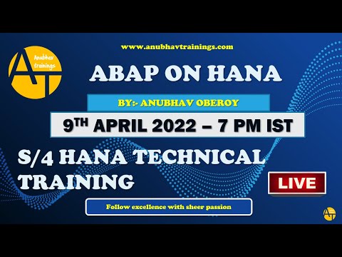 LIVE demo ABAP on HANA cum S 4HANA Training | 9th April 2022 | 7 PM IST | CDS Views AMDP Fiori