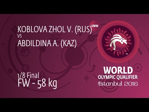1/8 FW - 58 kg: V. KOBLOVA ZHOL (RUS) df. A. ABDILDINA (KAZ) by TF, 10-0