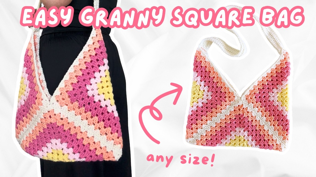 EASY granny square bag tutorial for BEGINNERS (any size) | how to crochet a granny square bag 🧶