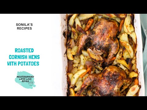 Roasted Cornish Hen and Potatoes (Pule me patate) #cornishhen, #dinner