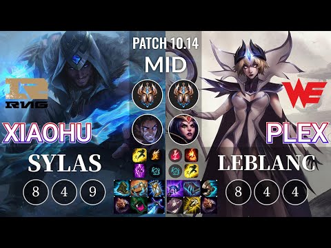 RNG Xiaohu Sylas vs WE Plex LeBlanc Mid - KR Patch 10.14